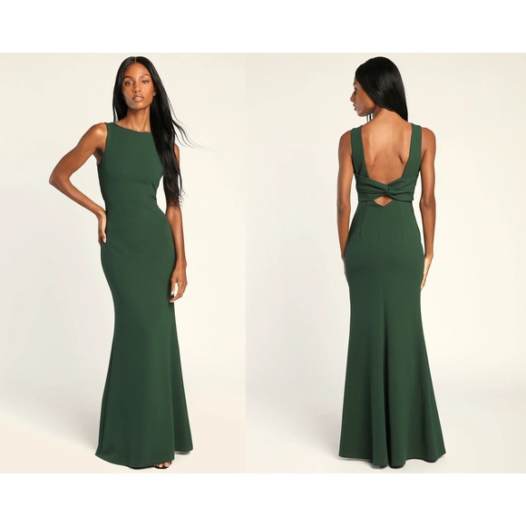 Lulus Dresses & Skirts - Lulus Love In Your Eyes Hunter Green‎ Knotted Mermaid Maxi Dress Size XS